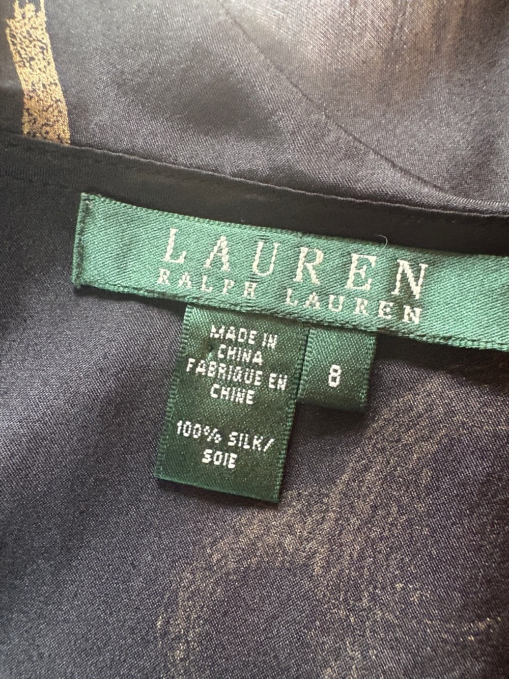Lauren Ralph Lauren sz 8 top and sz 10 skirt 100% silk black and gold ruffled - Picture 7 of 9